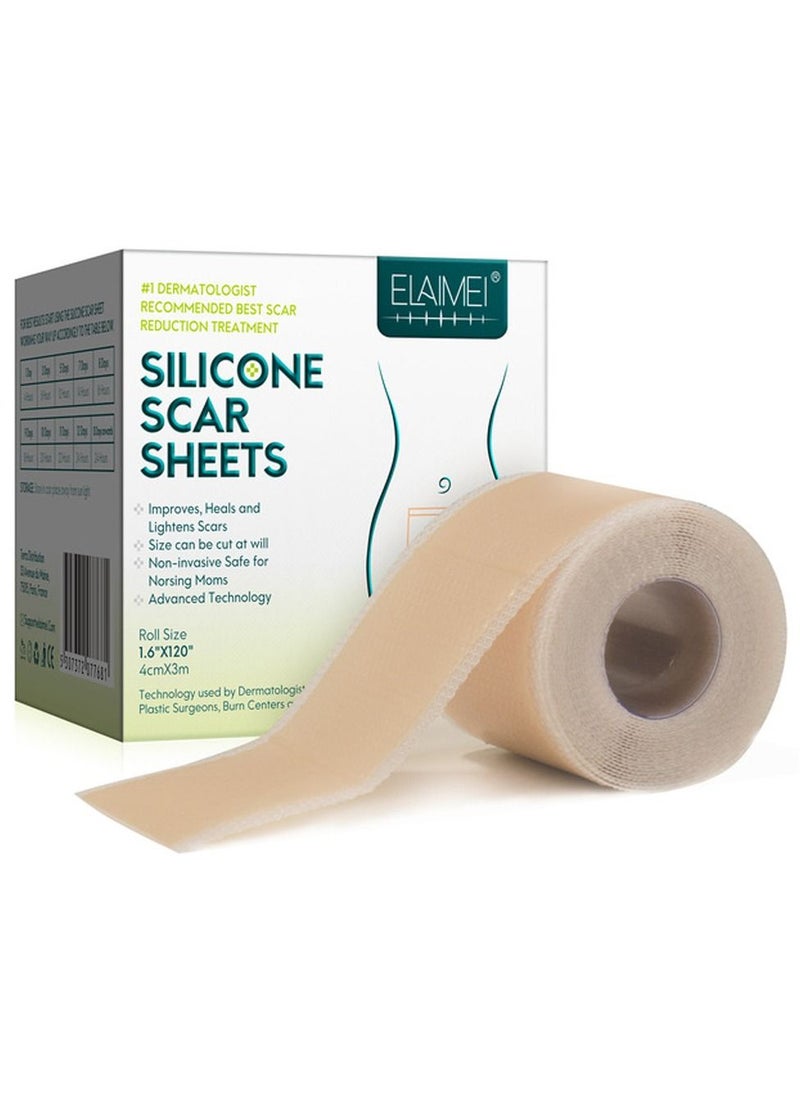 Elaimei Silicone Scar Sheets Roll -3m, Silicone Scar Tape Roll, Removal Scar Patches, Reusable, Great Adhesion, Medical Grade Scar Silicone Strips for C-Section  - Image 1