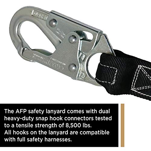 AFP 6 FT Single Leg Internal Shock Absorbing Safety Lanyard with Dual Snap Hooks - Image 5
