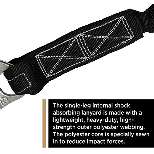 AFP 6 FT Single Leg Internal Shock Absorbing Safety Lanyard with Dual Snap Hooks - Image 4