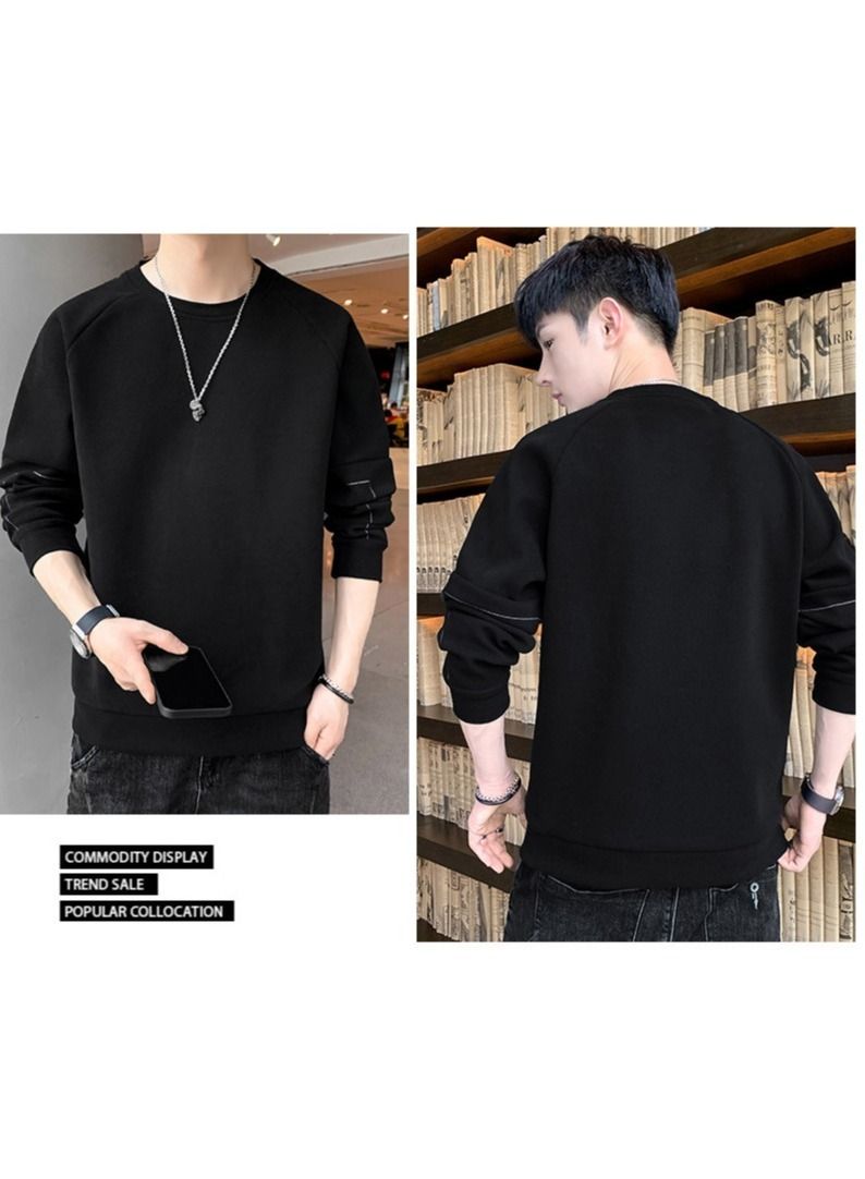 NIBEMINENT Men's Autumn New Trend Warm German Velvet Round Neck Long-Sleeved T-shirt - Image 3