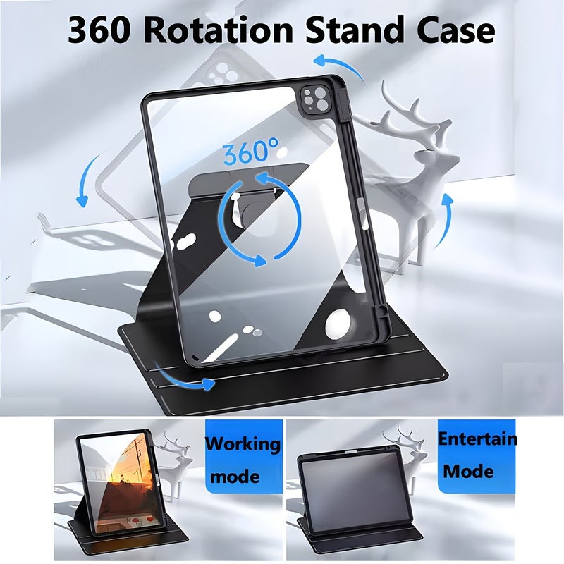غطاء رمادي ضوء القمر دوار بزاوية ٣٦٠ درجة لأجهزة iPad من الجيل ١٢ و١١ و١٠ و٩ و٨ و٧ و٦ و٥ مع حامل للقلم - Image 4
