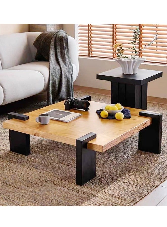 سي آند سي هوم طاولة قهوة متعددة الأغراض بتصميم كلاسيكي من الخشب الصلب، طاولة تقديم متينة ذات سطح مربع، طاولة مركزية لغرفة المعيشة وغرفة النوم وغرفة الانتظار والمكتب المنزلي، 100×100×37 سم - Image 5