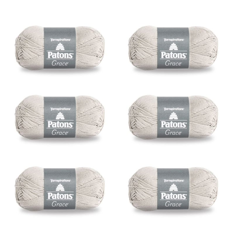Patons Grace Clay Yarn  6 Pack of 175oz50g  Cotton  3 DK  136 Yards  KnittingCrochet