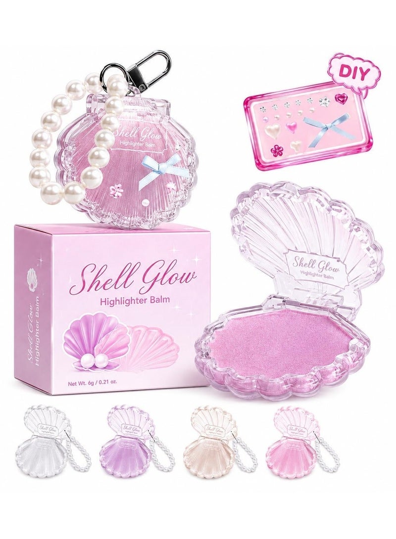 OLIBOLLA Shell Highlighter Power with Pearl Strap and DIY Decoration Card (Champagne Gold) - Image 1