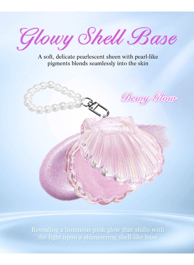 OLIBOLLA Shell Highlighter Power with Pearl Strap and DIY Decoration Card (Champagne Gold) - Image 5