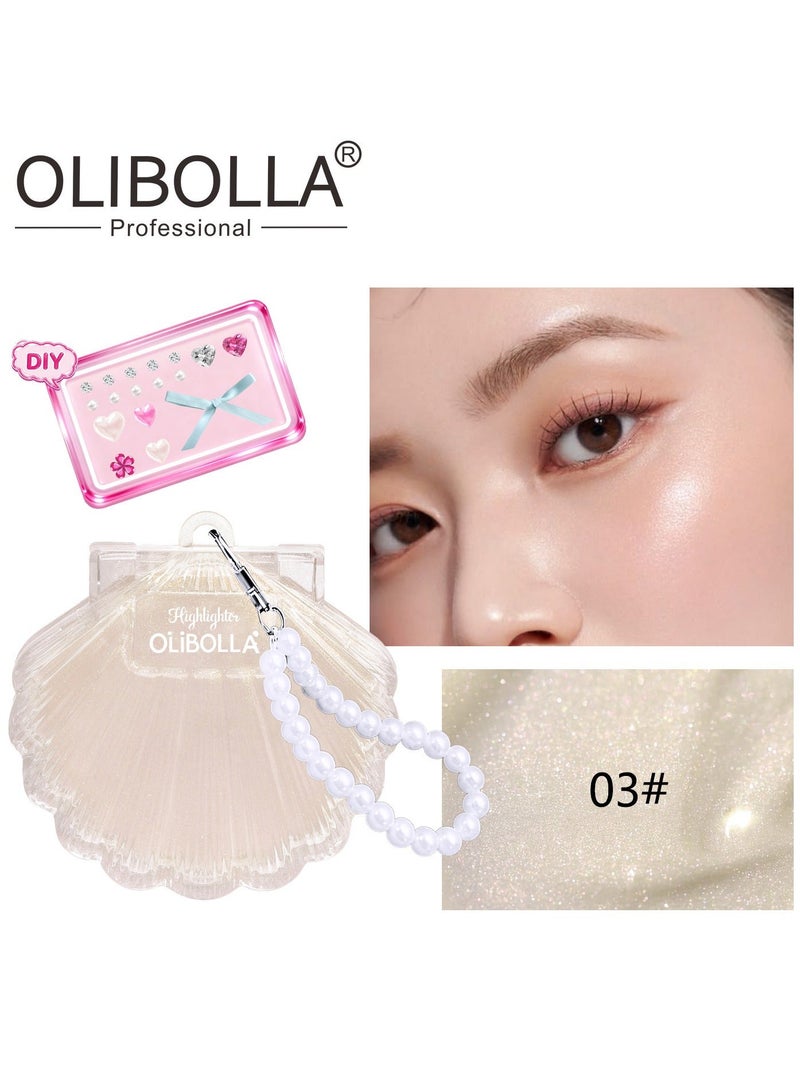 OLIBOLLA Shell Highlighter Power with Pearl Strap and DIY Decoration Card (Champagne Gold) - Image 2