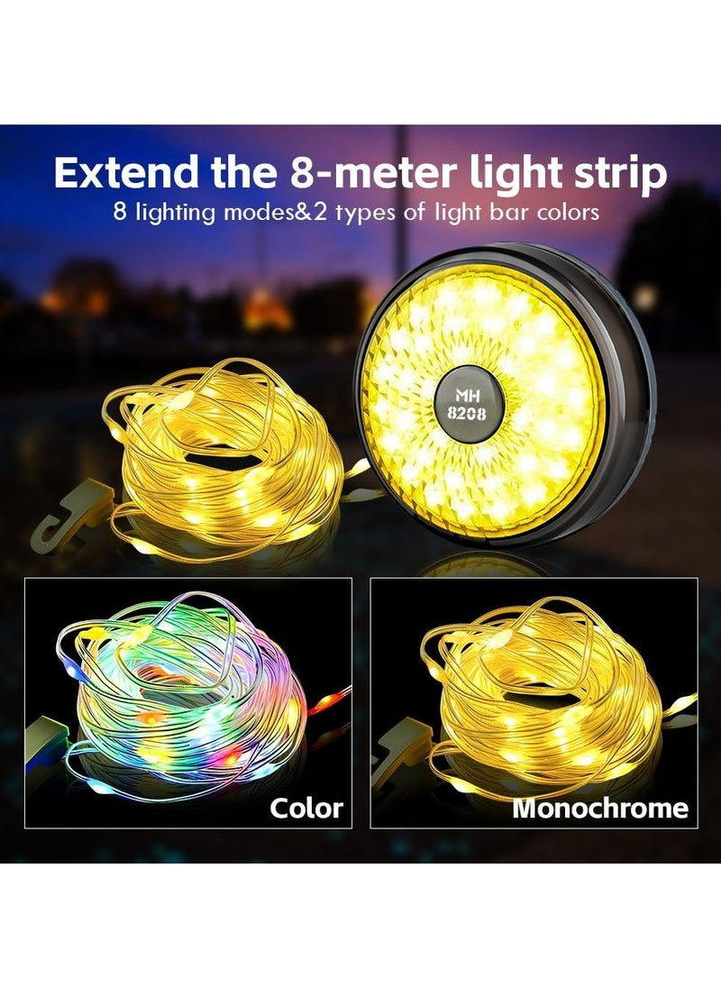 Dominy USB Rechargeable Camping String Light,LED String Lights, 2-in-1 Outdoor Camping Lantern with 8 Lighting Modes USB Rechargeable 1500mAh Battery IP67 Waterproof, Portable Tent Light for Hiking Parties Outdoor Decor (Black 26.2 Feet")  - Image 2