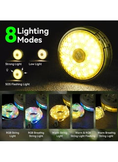 Dominy USB Rechargeable Camping String Light,LED String Lights, 2-in-1 Outdoor Camping Lantern with 8 Lighting Modes USB Rechargeable 1500mAh Battery IP67 Waterproof, Portable Tent Light for Hiking Parties Outdoor Decor (Black 26.2 Feet")  - Image 5