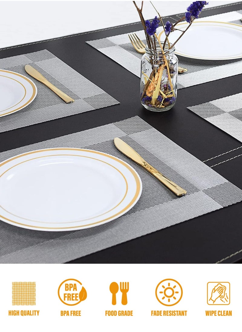 LEOKOR 6 PCS Bamboo PVC Weave Placemats Non-Slip Table Mats for Kitchen Table 30x45 cm  - Image 5