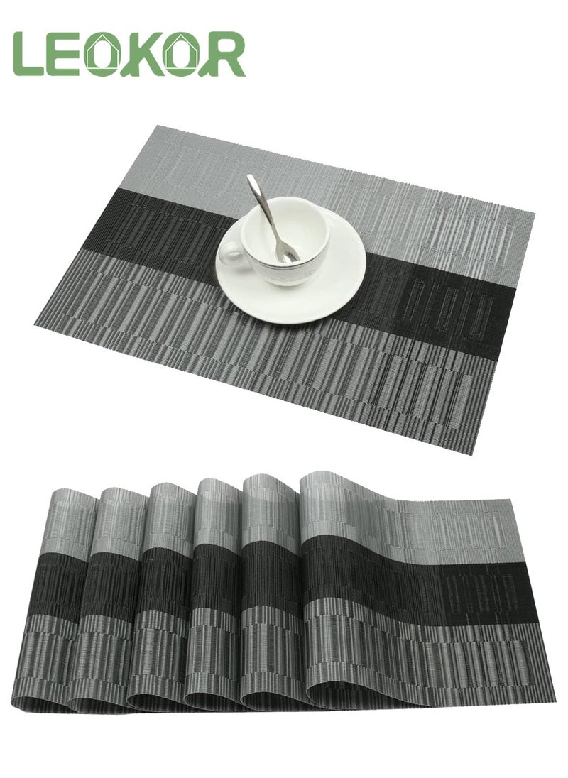 LEOKOR - 6 PCS Bamboo PVC Weave Placemats Non-Slip Table Mats for Kitchen Table 30x45 cm - Image 1