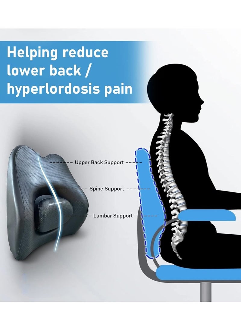 Generic - Lumbar Support Memory Foam Cushion, Pillow for Back Pain Relief  Ergonomic Design Improve Sitting Posture for Office and Gaming Chair, Car, Recliner, Couch Back Rest for Car Seat, Office Chair - Image 1