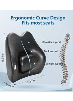 Generic Lumbar Support Memory Foam Cushion, Pillow for Back Pain Relief  Ergonomic Design Improve Sitting Posture for Office and Gaming Chair, Car, Recliner, Couch Back Rest for Car Seat, Office Chair  - Image 3