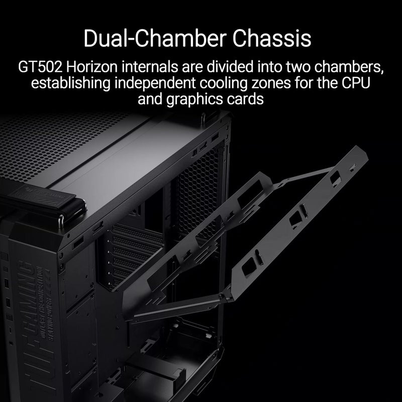 حالة الكمبيوتر ASUS TUF Gaming GT502 Horizon TG ARGB باللون الأبيض والتصميم المعياري (تصميم بانورامي، 4 مراوح ARGB مثبتة مسبقًا، منفذ USB Type-C عالي السرعة على اللوحة الأمامية، لون أبيض) - Image 2