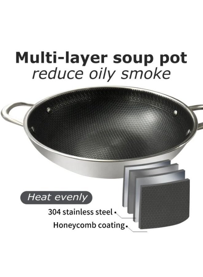 35 cm Jumbo Stainless Steel Deep Cooking Pan & Wok with Nano Technology & Dual Handles - Image 5