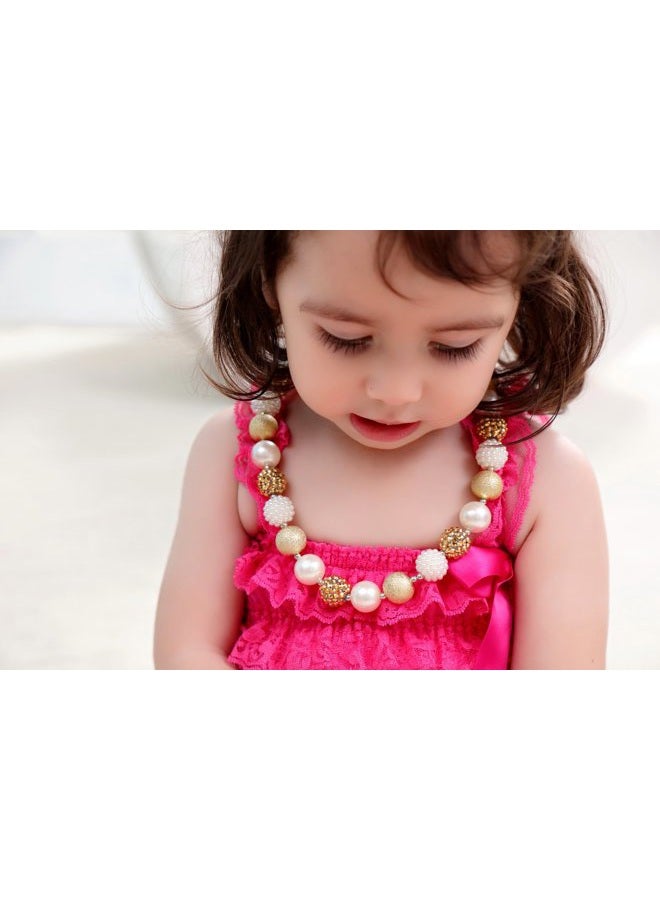 vcmart Girls Gold Chunky Bubblegum Beaded Necklace & Bracelet Set as Gifts, Plastic - Image 4