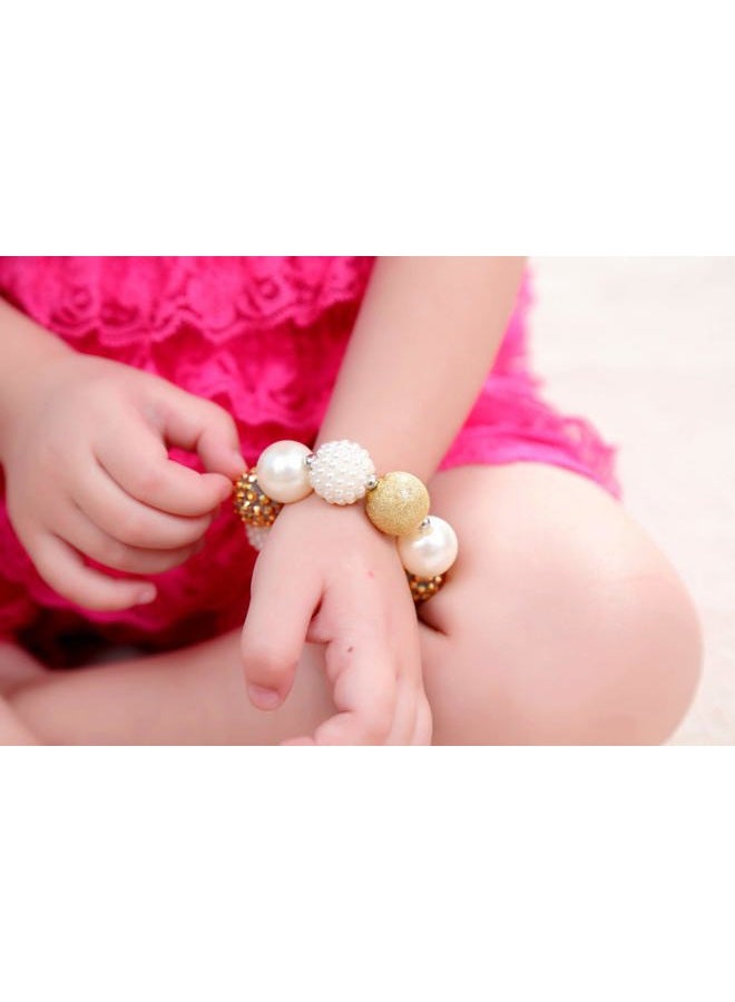 vcmart Girls Gold Chunky Bubblegum Beaded Necklace & Bracelet Set as Gifts, Plastic - Image 5