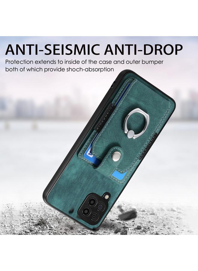 اس-توب جراب لهاتف Samsung Galaxy A22 4G بتصميم كلاسيكي مع حلقة للبطاقات وملمس ناعم - Image 5