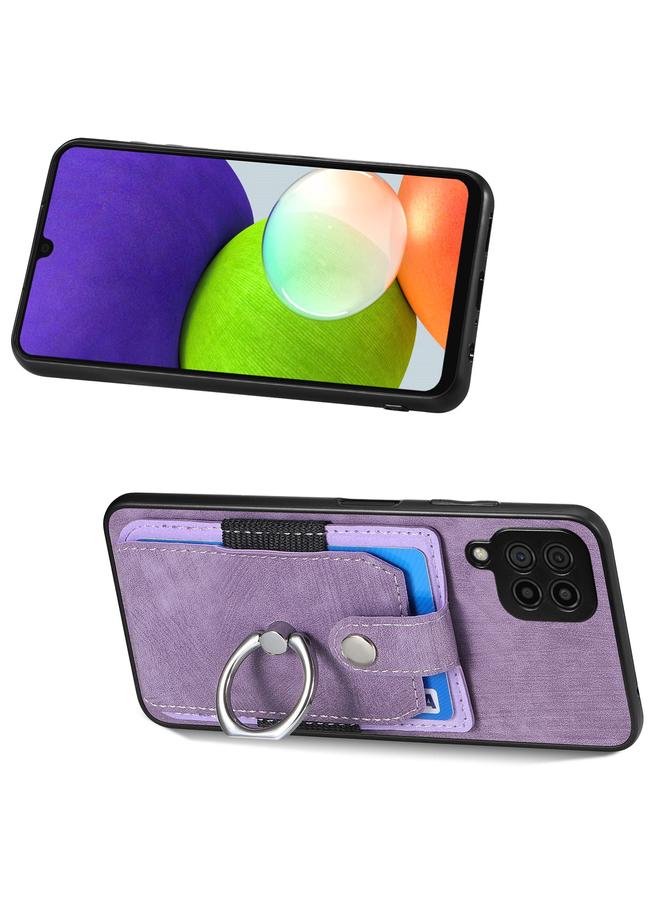 اس-توب جراب لهاتف Samsung Galaxy A22 4G بتصميم كلاسيكي مع حلقة للبطاقات وملمس ناعم - Image 4