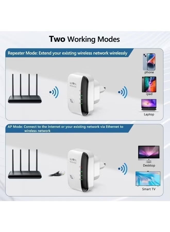 الآلة الصغيرة 300Mbps WiFi Repeater Wireless Signal Booster ، واي فاي Range Extender مع منفذ LAN ، One-Touch WPS Setup Wall Plug Internet Amplifier للمنزل والمكتب - Image 4