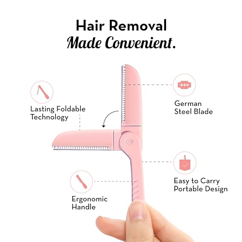Plush Foldable Reusable Face Razor for Woman (Pack of 3) | Mini Face & Eyebrow Razor with Single German Steel Blade | Painless Hair Removal for Upper Lips, Forehead, Sideburns | Prevents Burns & Cuts - Image 2