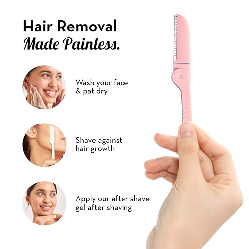 Plush Foldable Reusable Face Razor for Woman (Pack of 3) | Mini Face & Eyebrow Razor with Single German Steel Blade | Painless Hair Removal for Upper Lips, Forehead, Sideburns | Prevents Burns & Cuts - Image 3