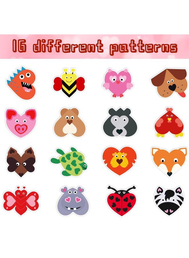 W1cwey 1000pcs Valentine's Day Animal Heart-Shaped Sticker Rolls (2 Rolls), 16 Designs Cute Animal Self-Adhesive Sticker for Kids Cartoon Bee Owl Pig Zebra Sticker Scrapbook Giftwrap Valentine's Decor - Image 3