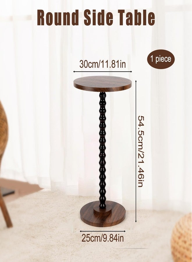 Penitue Small Round Side Coffee Table, Sturdy Wooden Round End Drink Tables Vintage Small Spaces, Pedestal Nightstand for Living Room Bedroom Office Corner & Entryway - Image 2