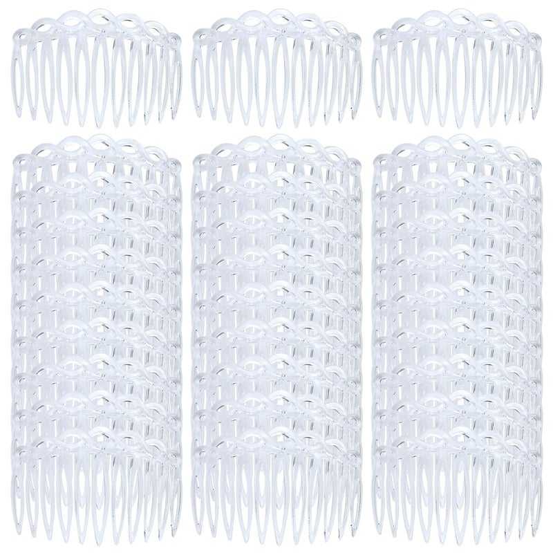 Cinaci Cinaci 30 Pieces Clear White French Twist Water Wave Plastic Hair Side Combs Slides with 11 Teeth Wedding Brides Veil Combs Hair Accessories for Women Girls 