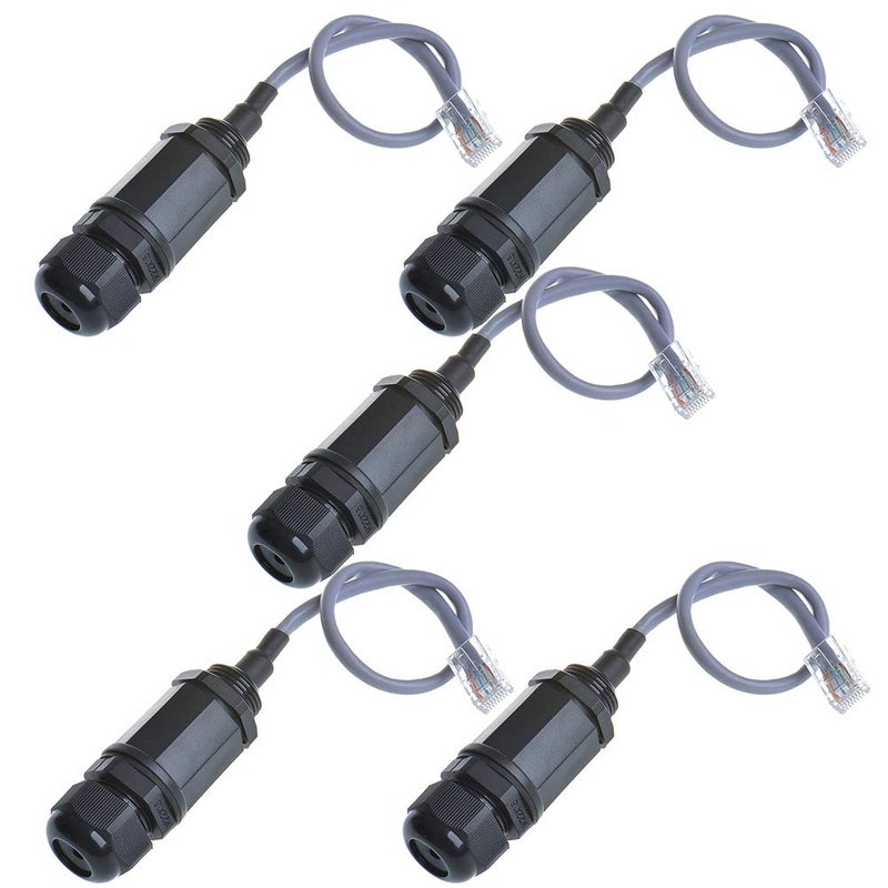 ANMBEST 5PCS M20 RJ45 Waterproof Cat5 8P8C Connector IP67 Ethernet LAN Cable Connector Double Head with Cat5 Network Cable Outdoor LAN Coupler Adapter Male to Female - Image 1