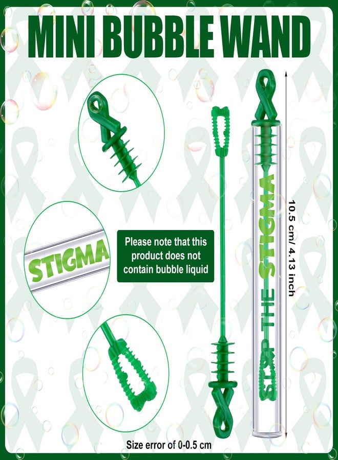 مجموعة ميني إنفلات من 150 أنبوب فقاعات للتوعية بالصحة النفسية، مثالية كهدايا لحفلات التوعية بالصحة النفسية، مع عصي فقاعات خضراء مزينة بشرائط وعبارات إيجابية، ضمن تشكيلة واسعة من لوازم التوعية بالصحة. - Image 2