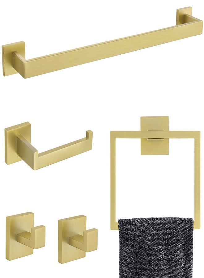 TNOMS Brushed Light Gold Towel Bar Set Bathroom Hardware Accessory Set, 5 Pieces Gold Accessories Stainless Steel Wall Mounted 23.6 Inch - Image 1