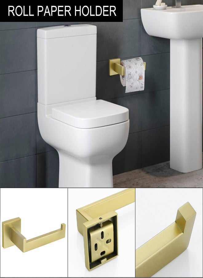 TNOMS Brushed Light Gold Towel Bar Set Bathroom Hardware Accessory Set, 5 Pieces Gold Accessories Stainless Steel Wall Mounted 23.6 Inch - Image 4