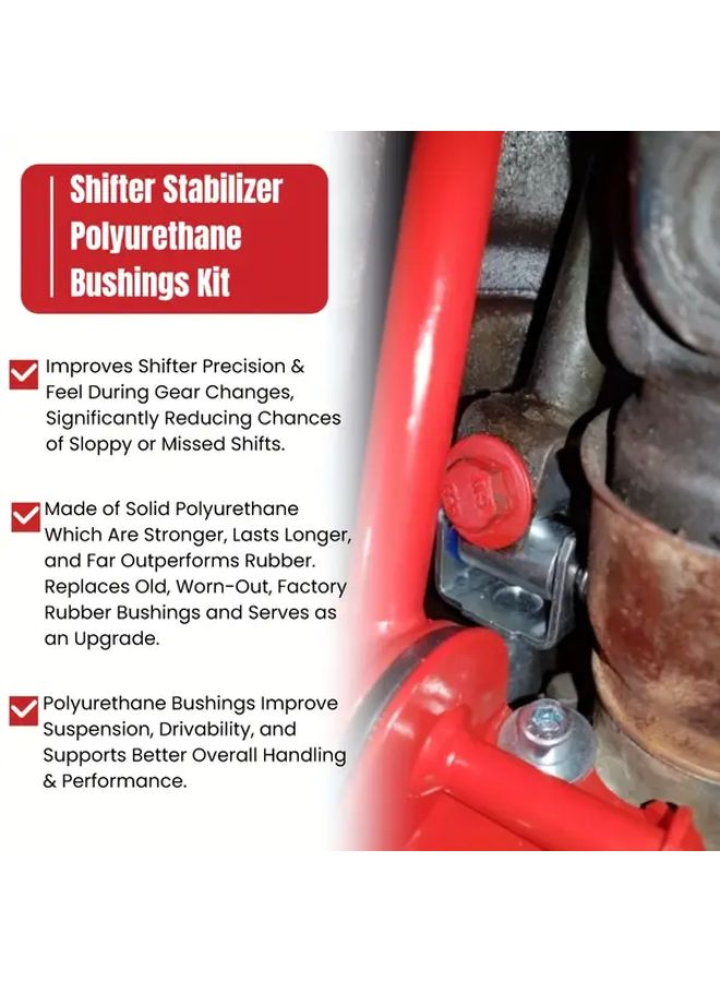 Red 5 Speed Front Rear Shifter Linkage Bushing Kit for 1998 2014 WRX Impreza - Image 3