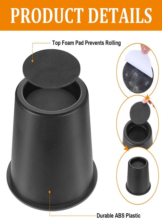 Tobeelec 9 Pcs Round Bed Risers, Bed Risers Heavy Duty, 4 Inch Furniture Raising Blocks, Black Lifts with Non-Slip Foam Pads, Dorm Bed Frame Extenders for Desk Chair, Table Legs, Sofa Couch - Image 4
