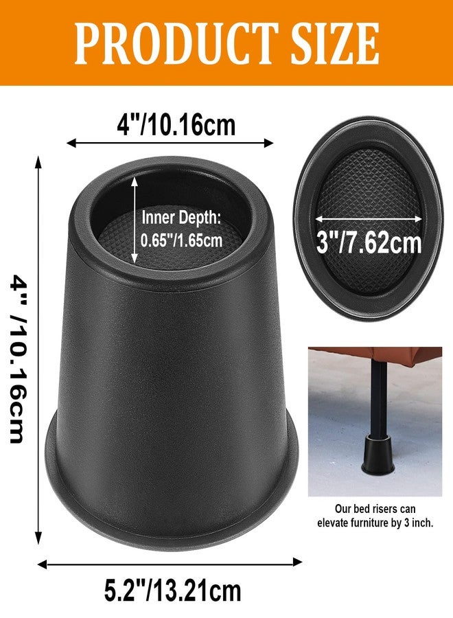 Tobeelec 9 Pcs Round Bed Risers, Bed Risers Heavy Duty, 4 Inch Furniture Raising Blocks, Black Lifts with Non-Slip Foam Pads, Dorm Bed Frame Extenders for Desk Chair, Table Legs, Sofa Couch - Image 3