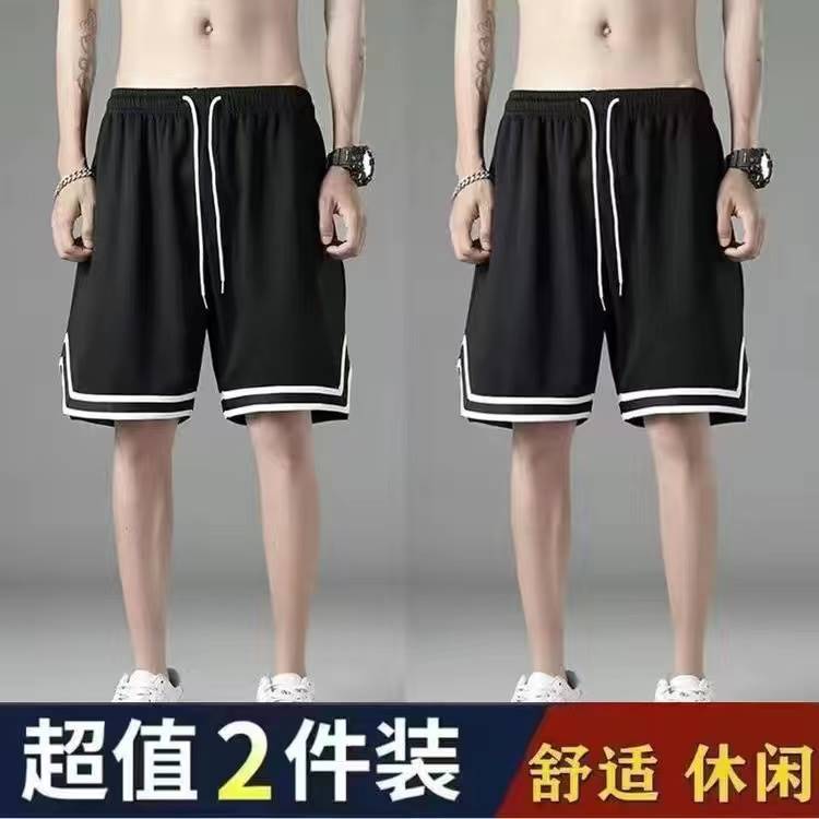 Summer Mesh Breathable Mens Sports Shorts Black Black (two pack) 