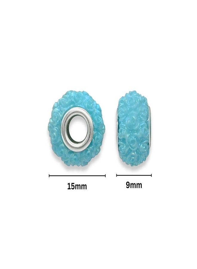 Satra Traders Rose Pattern Colorful Large Hole Beads | Size : 15mm | Qty : 12pcs | PB207 (Dark Pink) - Image 2