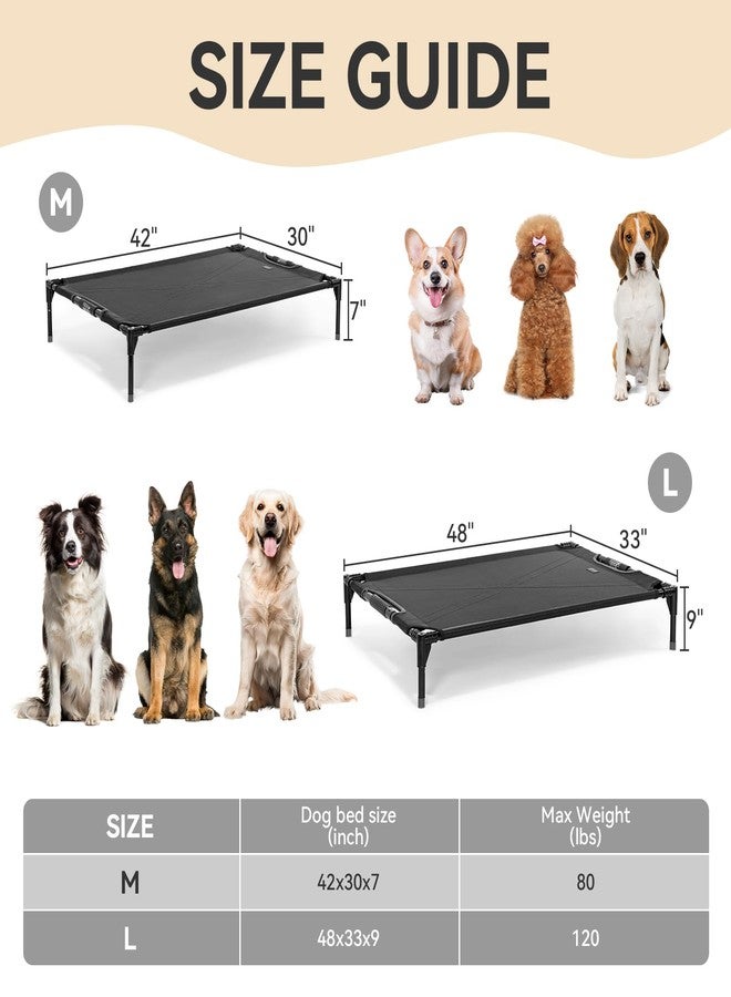 بتس فيت سرير خارجي مرتفع للكلاب من Petsfit - سرير مرتفع ومبرد للكلاب، سرير للحيوانات الأليفة متطور وقابل للتعديل، سرير أرجوحة للحيوانات الأليفة مع شبكة تسلين مقاومة للمضغ وجيدة التهوية، غير قابل للانزلاق، أسود 42 بوصة - Image 2