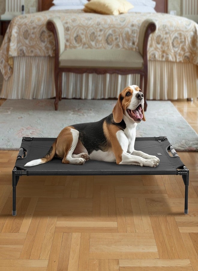 بتس فيت سرير خارجي مرتفع للكلاب من Petsfit - سرير مرتفع ومبرد للكلاب، سرير للحيوانات الأليفة متطور وقابل للتعديل، سرير أرجوحة للحيوانات الأليفة مع شبكة تسلين مقاومة للمضغ وجيدة التهوية، غير قابل للانزلاق، أسود 42 بوصة - Image 1