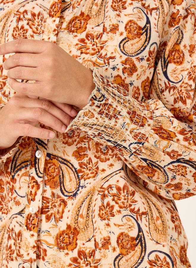 Styli Paisley Printed Cuffed Sleeves Regular Fit Shirt - Image 4