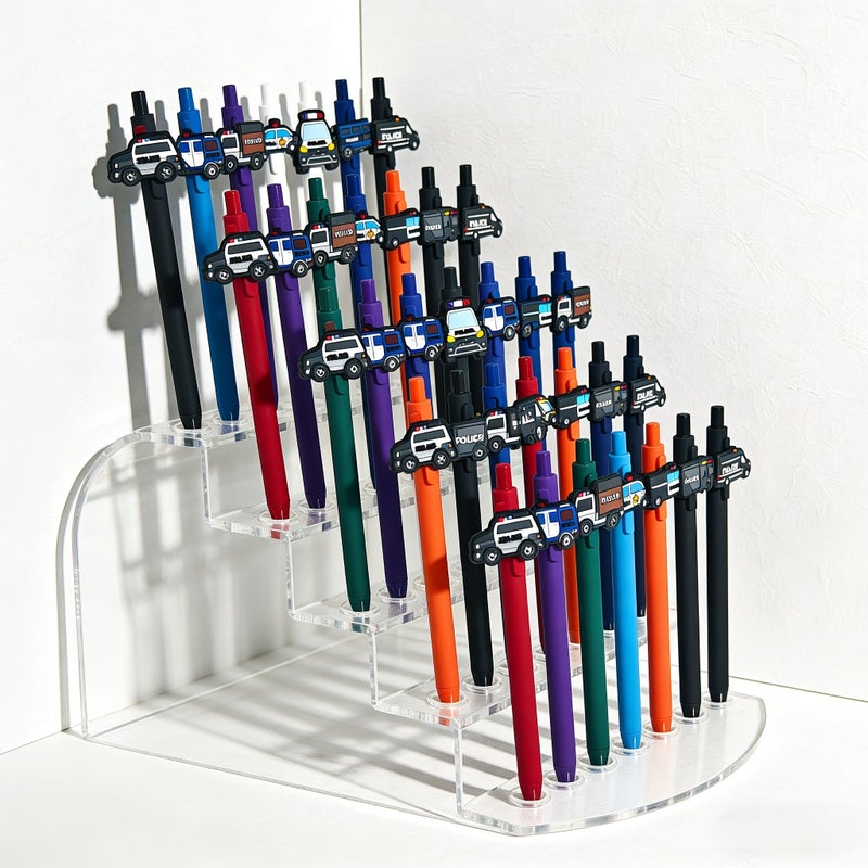 10 Pieces Police Car Gel Pens Random Style Black Ink Smooth Writing Gift - Image 5