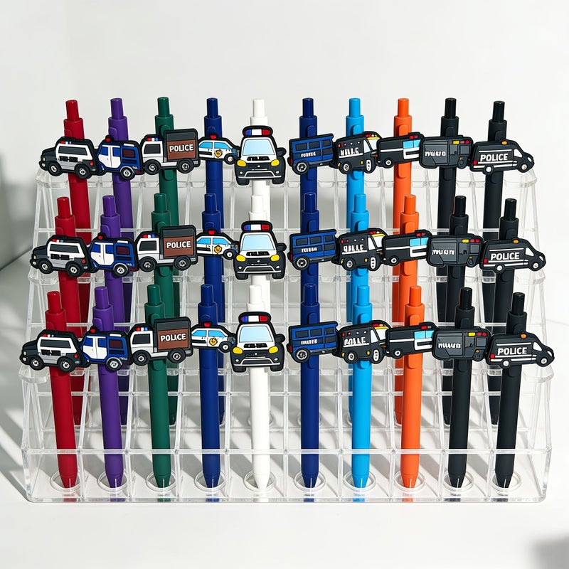10 Pieces Police Car Gel Pens Random Style Black Ink Smooth Writing Gift - Image 4