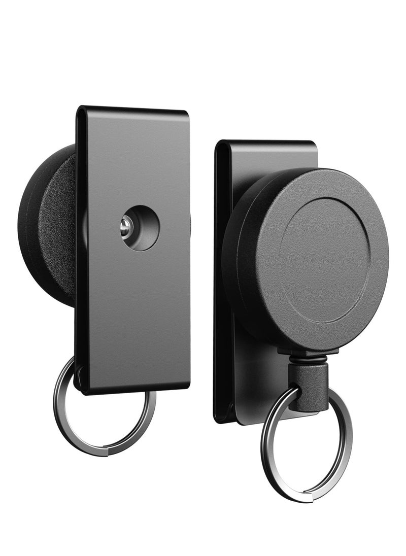 Generic - Heavy Duty Metal Badge Clips Retractable Badge Holders Id Badge Clips for Women with Keychain Ring, Key Card Holder Retractable Badge Reel, Id Clip Key Badge Retractable (2 Pack) - Image 1