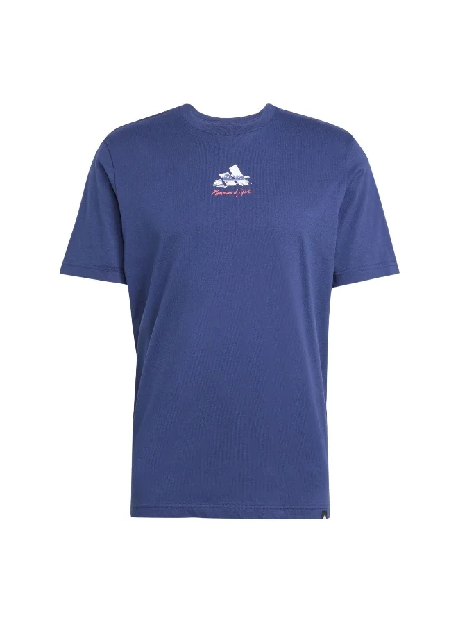 Adidas Adidas M Gallery T Blue Graphic Tee (Short Sleeve) T-Shirts For Men