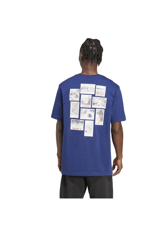 Adidas M Gallery T Blue Graphic Tee (Short Sleeve) T-Shirts For Men