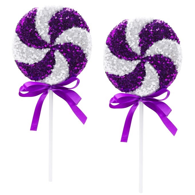 PACK OF 2 360MM 142 GIANT SPARKLY SEQUIN LOLLIPOP CHRISTMAS DECORATION CHRISTMAS TREE ORNAMENTS 11 COLOURS AVAILABLE