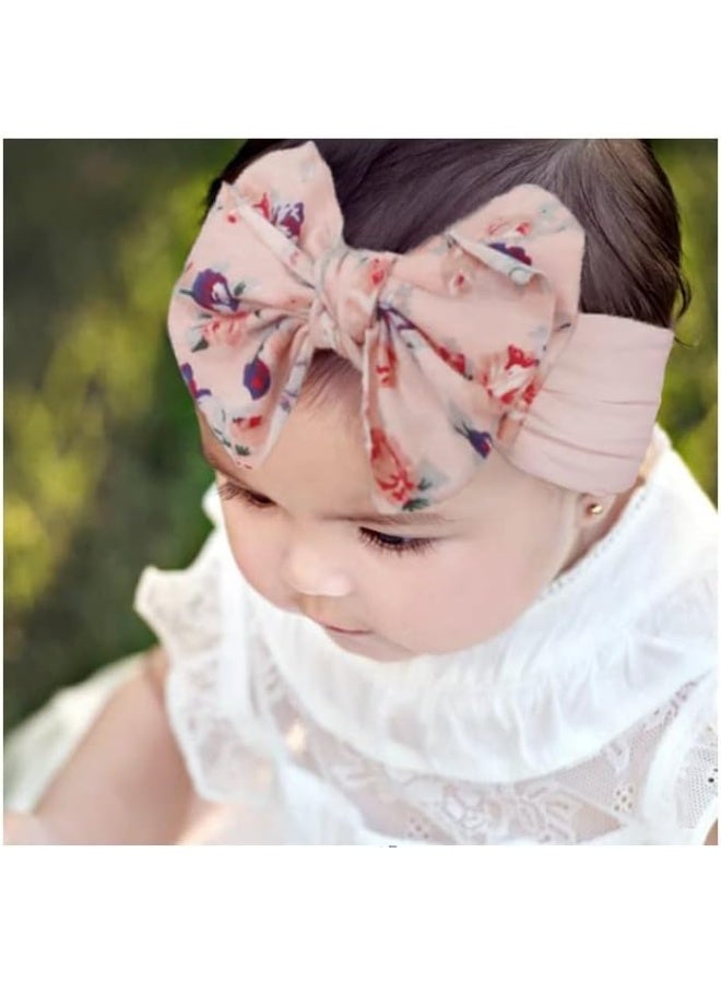 Nishine Nishine 6 Pack Cute Toddler Baby Girls Elastic Soft Nylon Headwraps Infant Knot Bow Headband Turban  - Image 3