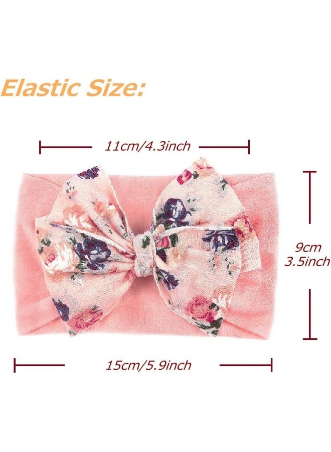 Nishine Nishine 6 Pack Cute Toddler Baby Girls Elastic Soft Nylon Headwraps Infant Knot Bow Headband Turban  - Image 2