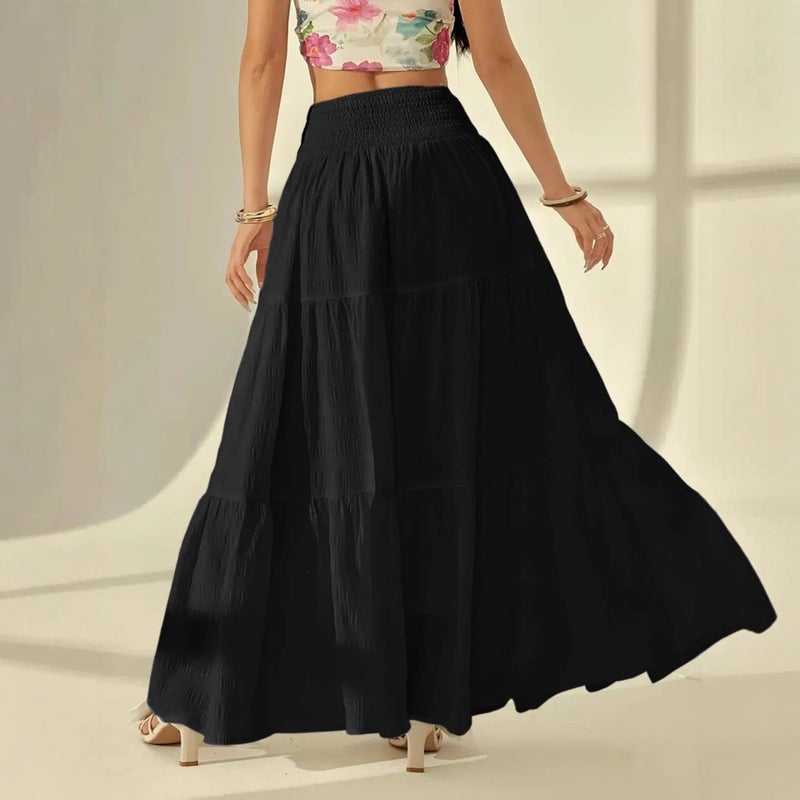 and Best-Selling Women''s Clothing, Solid Color Elegant A-Line Long Skirt, Women''s Vacation Casual Skirt - Image 5