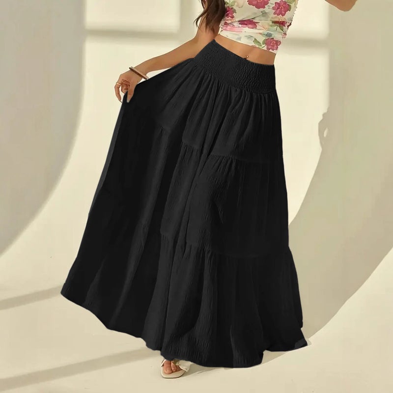and Best-Selling Women''s Clothing, Solid Color Elegant A-Line Long Skirt, Women''s Vacation Casual Skirt - Image 4